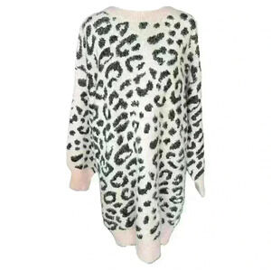 Fuzzy pink leopard sweater dress size S